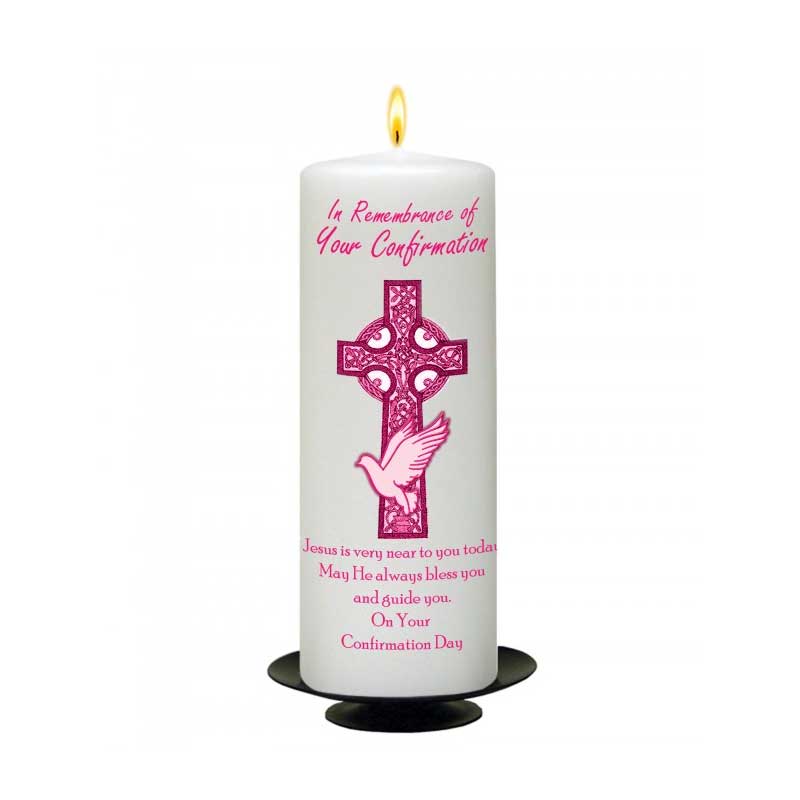 Naturally Irish Celtic Cross & Dove Confirmation Candle