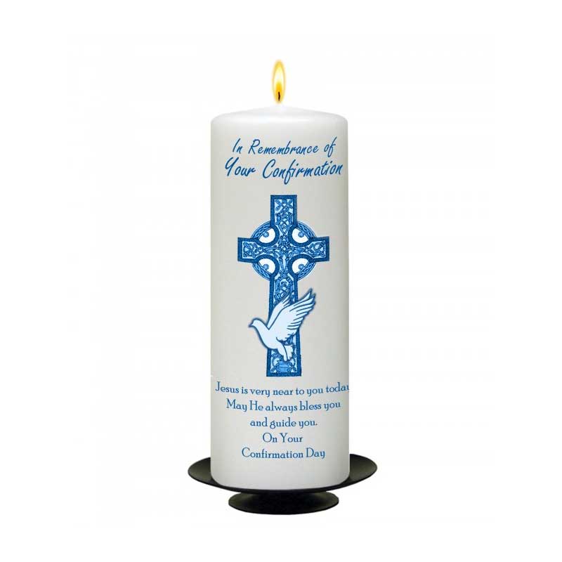 Naturally Irish Celtic Cross & Dove Confirmation Candle - Image 2