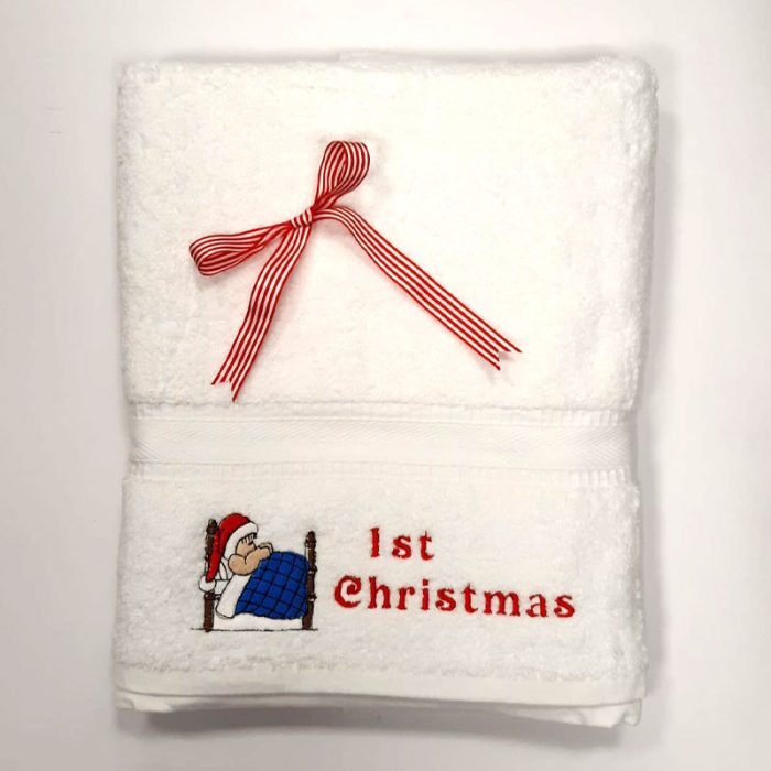 1st Christmas Bath Towels - Personalised and Embroidered