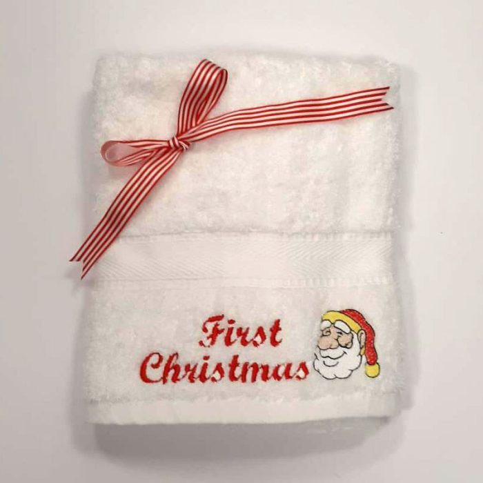 1st Christmas Hand Towels - Personalised Embroidery
