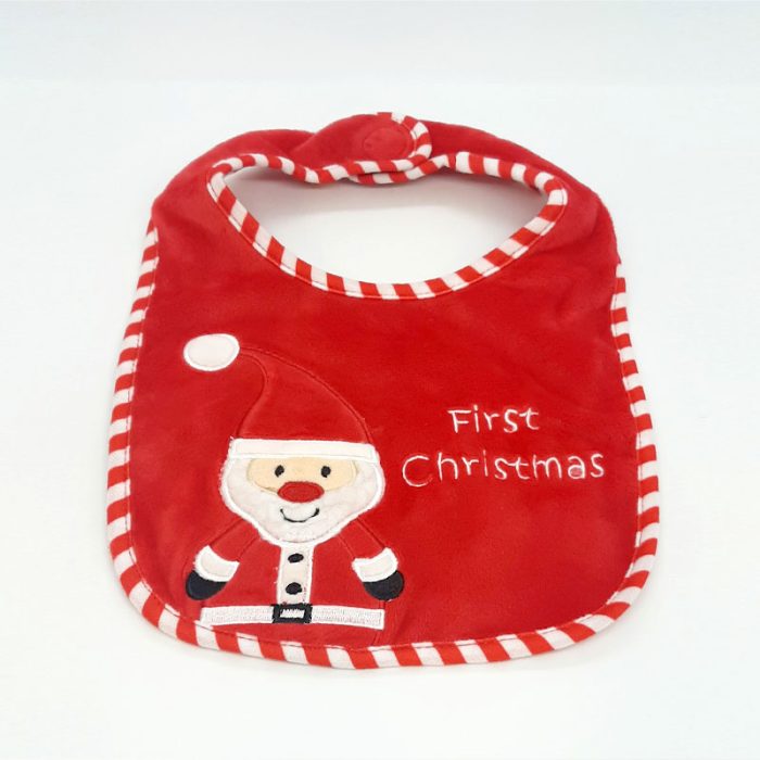 1st Christmas Baby Bib - Soft Fleece with Santa or Reindeer Design
